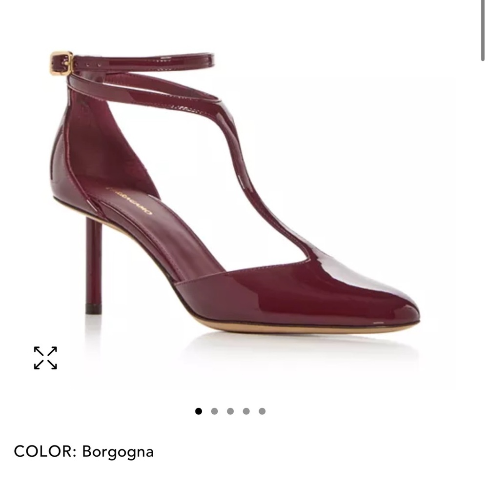 Salvatore Ferragamo Lysandra 95 mm Bordeaux Heels T-strap Pump NEW NEVER WORN